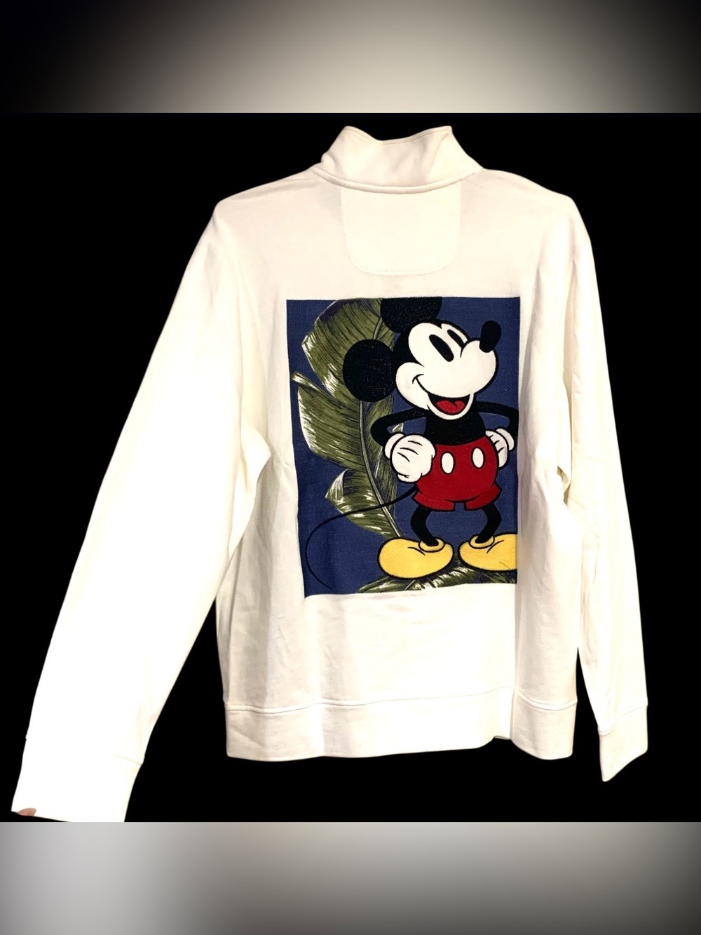 Tommy Bahama Disney Mickey Mouse 1/4 Zip Pullover Sweater Coconut Cream Men’s M